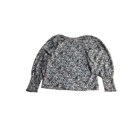 Loft Womens Multicolor Crinkle Blouse Size M Long Sleeve Smocked Cuff Career - Picture 3 of 9